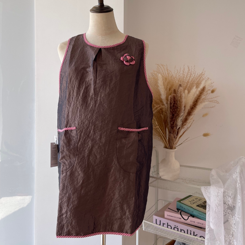 韩国进口家务围裙厨房做饭易清洗防水防尘轻薄透气防护罩衣无袖款