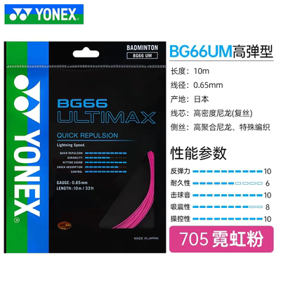尤尼克斯BG66U高弹性羽毛球拍线