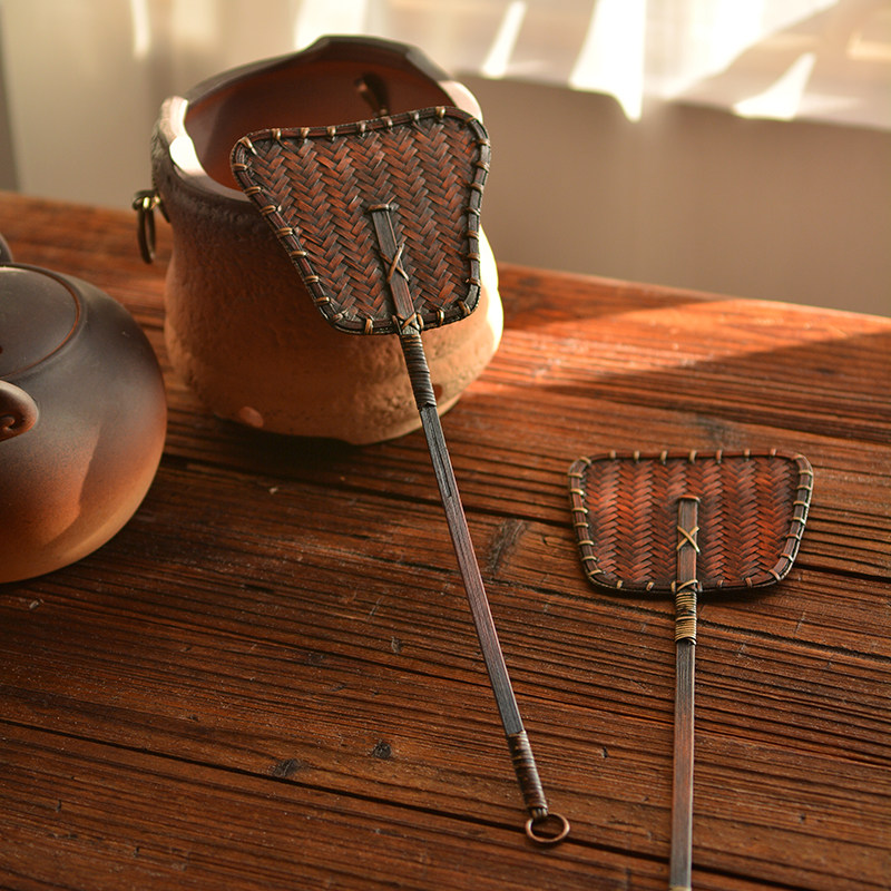 日式复古手工竹编凉炉扇炭炉碳炉迷你扇子煮茶风炉竹制茶炉扇茶道