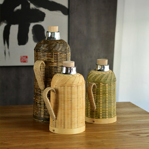竹编开水瓶传统复古手工