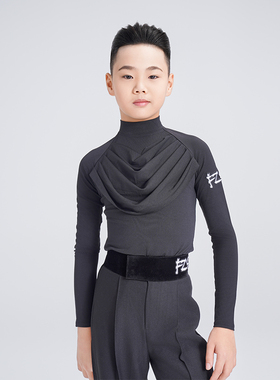 FZS DANCE 2025新款NS044 男生黑色设计款高领长袖上衣