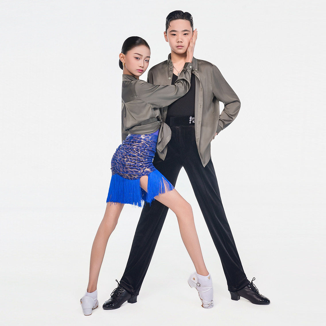 FZS DANCE NS059春季新款 男女同款拉丁舞超柔丝缎衬衫 三色