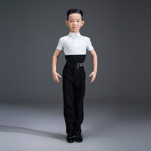 DANCE 短袖 NS051拉丁秋款 简约白黑拼接衬衫 上衣练功服 男款 FZS