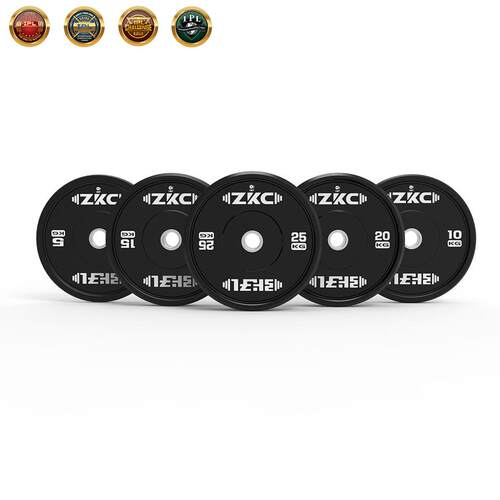 ZKC中国张孔正品全胶黑色ZKC-CR-K杠铃片Rubber Bumper Plates