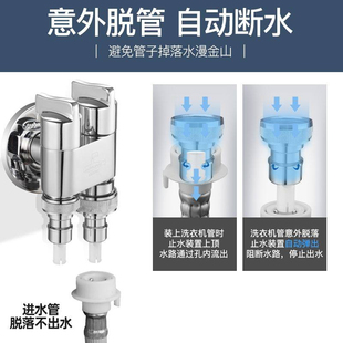潜水艇黑色洗衣机水龙头一进二出双出水接头46家用一分二三通龙头