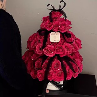 小众网红玫瑰蛋糕塔鲜花速递同城配送女友生日抱抱桶北京上海