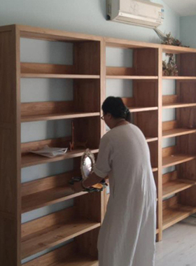 落地书架橡木置物架老榆木家具儿童书柜全实木定制收纳储物架北京