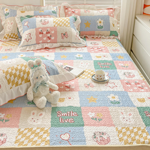 定制卡通全棉床盖绗缝夹棉加厚床单双人纯棉防滑垫床罩榻榻米炕盖