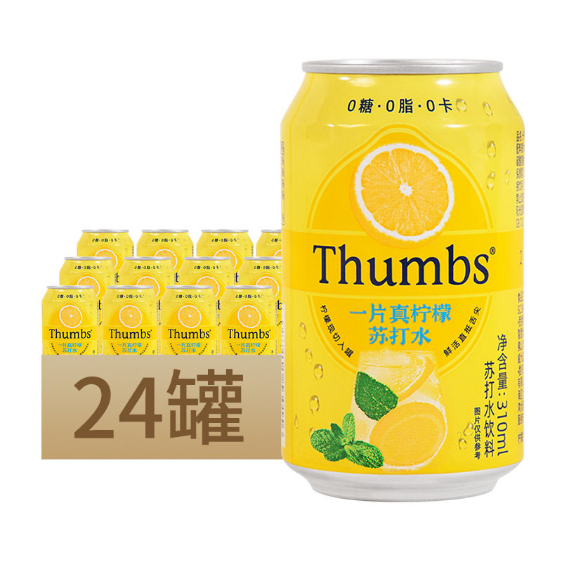 一片真柠檬苏打水饮料310ml*24罐0糖0脂0卡清爽汽水酒吧夜场水饮