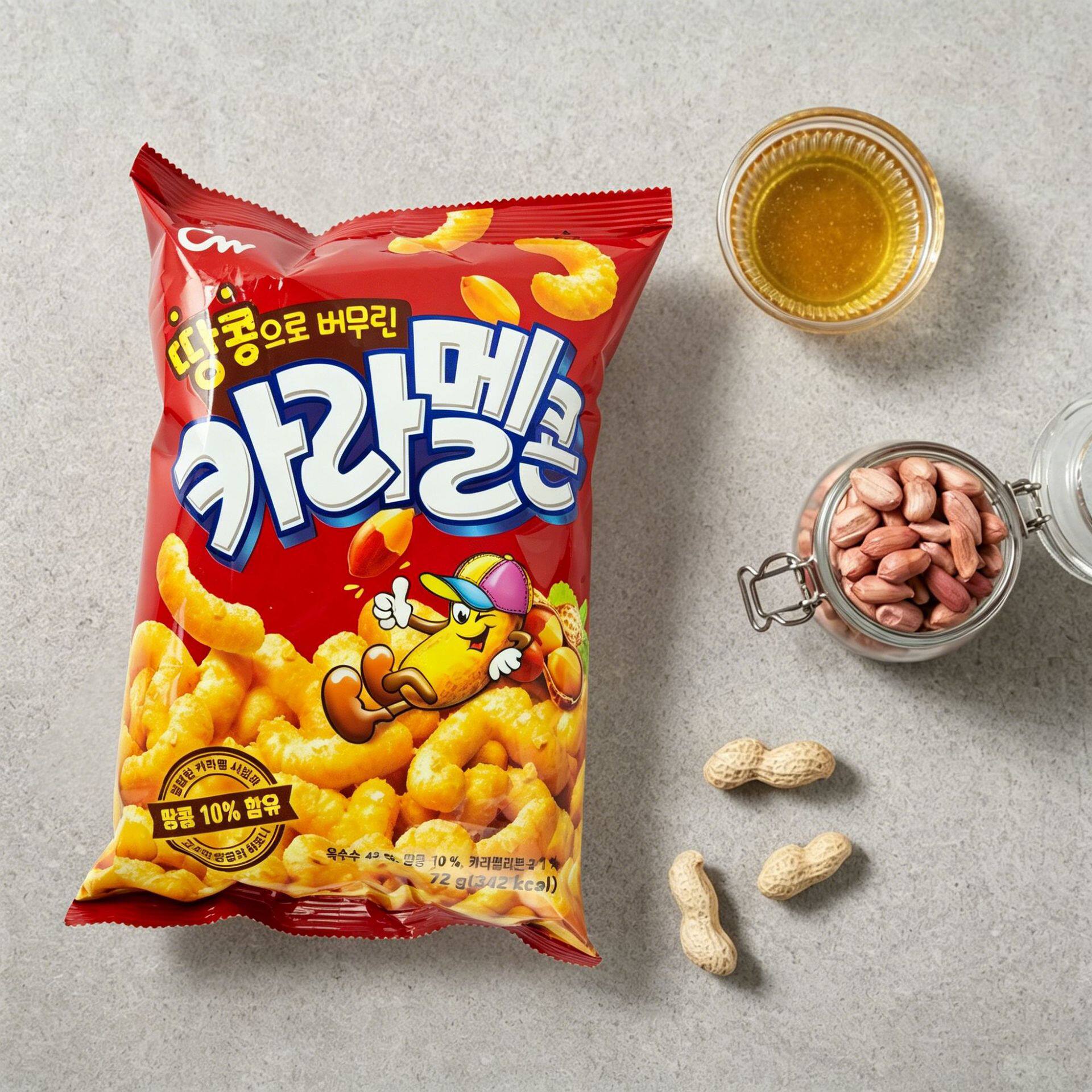 韩国进口CW青佑焦糖花生味玉米脆条办公室聚会休闲食品膨化小零食