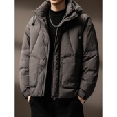 高端蓬松轻盈高充90白鸭绒羽绒服男士 保暖御寒面包服连帽外套 冬季