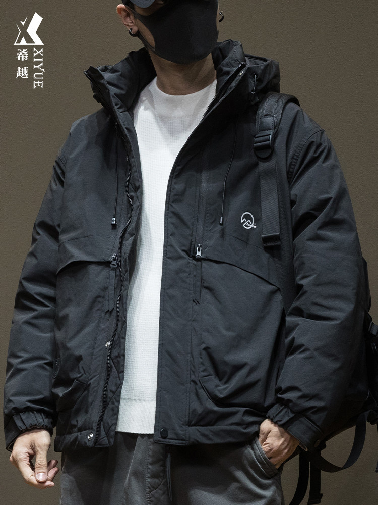 美式连帽短款大码羽绒服