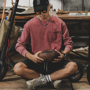 美式复古长袖T恤男士2024年新款ins潮牌纯棉重磅宽松大码男装秋季