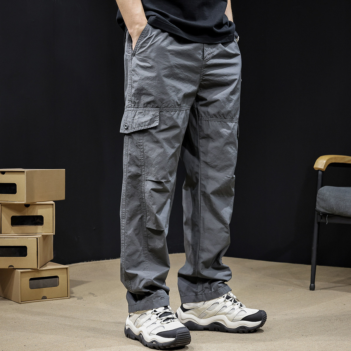 机能工装裤男春季2026新款多袋直筒休闲春夏速干裤子潮牌大码男裤