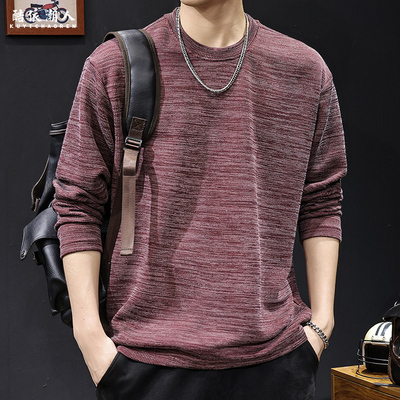 美式肌理感简约重磅长袖t恤男