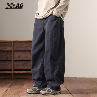 三十六街宽松阔腿弯刀裤男直筒休闲裤日系复古潮牌百搭工装长裤子