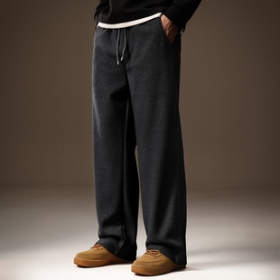 加厚宽松柔软运动卫裤 男秋冬新款 简约重磅垂感针织休闲裤 高端法式