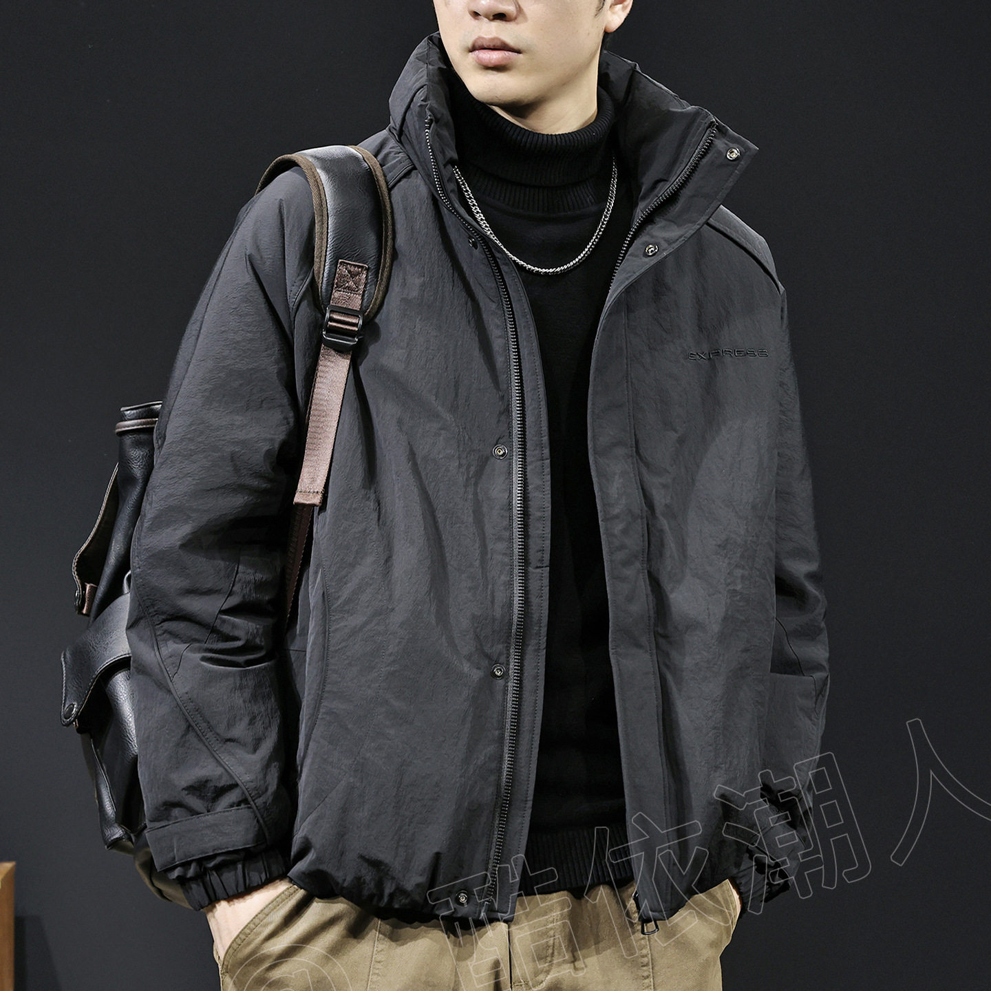 高端复古立领90白鸭绒羽绒服男2025冬季新款保暖潮牌工装外套大码