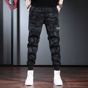 裤 潮流加绒男士 男潮牌束脚休闲裤 韩版 子 抽绳耐磨秋冬季 迷彩工装