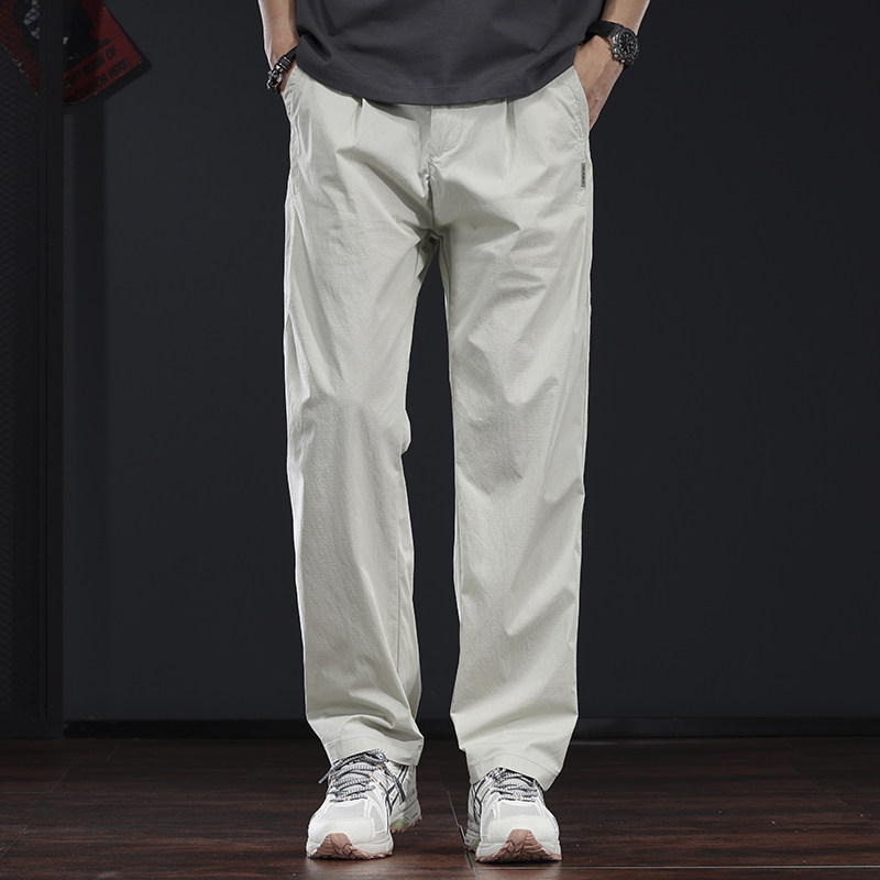 轻薄浅色男士休闲裤2026夏季新款高级感美式简约百搭宽松直筒长裤