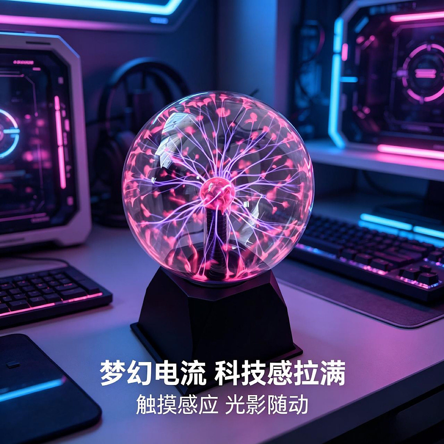 静电球离子球魔法闪电球小夜灯魔力球触摸感应球房间氛围装饰夜灯