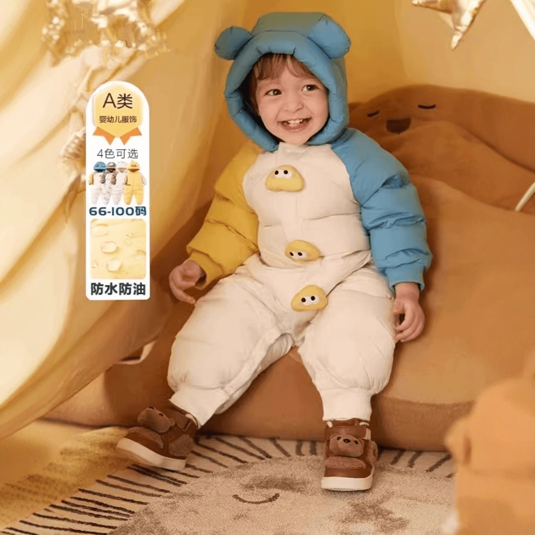 婴儿羽绒服连体衣新生儿男女童厚