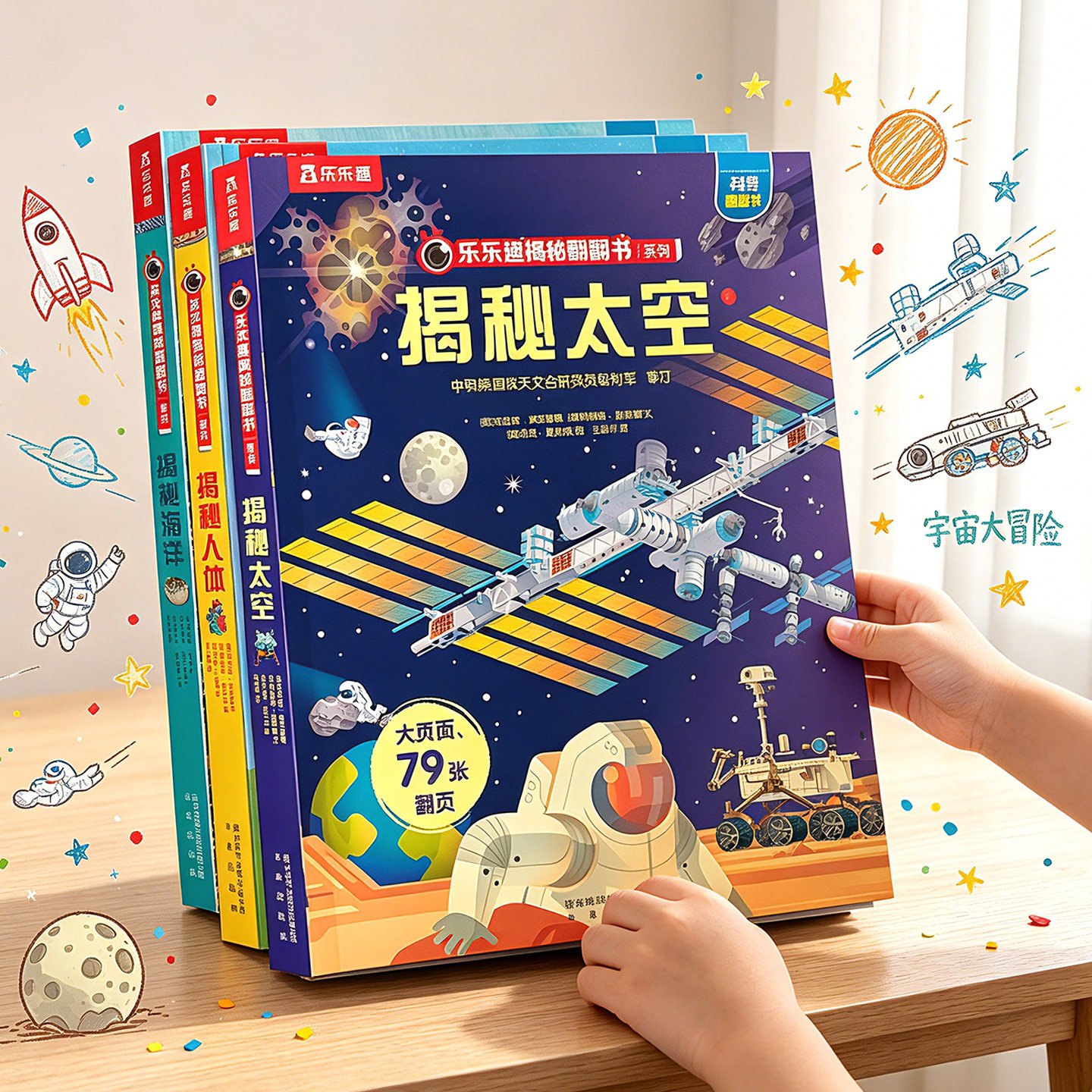 乐乐趣 揭秘太空儿童翻翻书系列3d立体书3-6-12岁必小学生全套宇宙汽车火车航空天科普百科全书一年级课外阅读益智早教机关绘本
