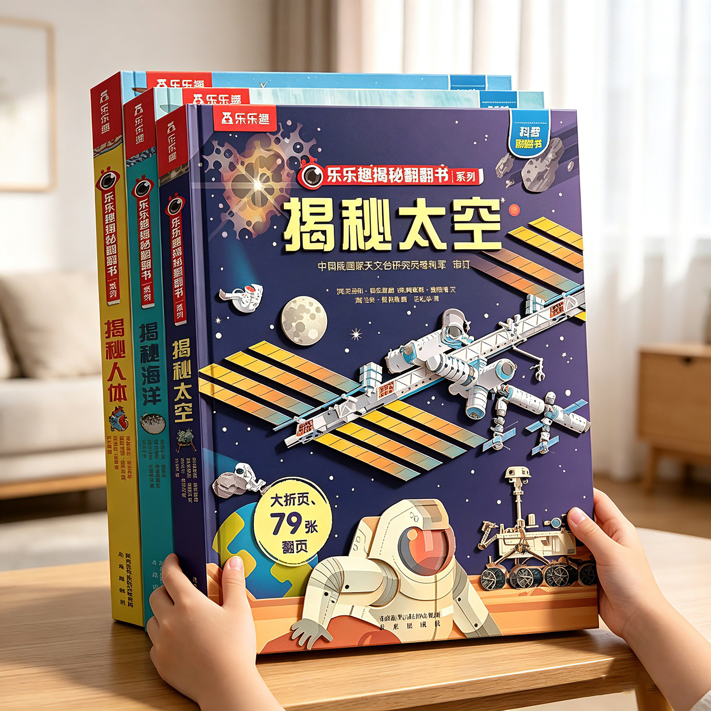 乐乐趣 揭秘太空儿童翻翻书系列3d立体书3-6-12岁必小学生全套宇宙汽车火车航空天科普百科全书一年级课外阅读益智早教机关绘本