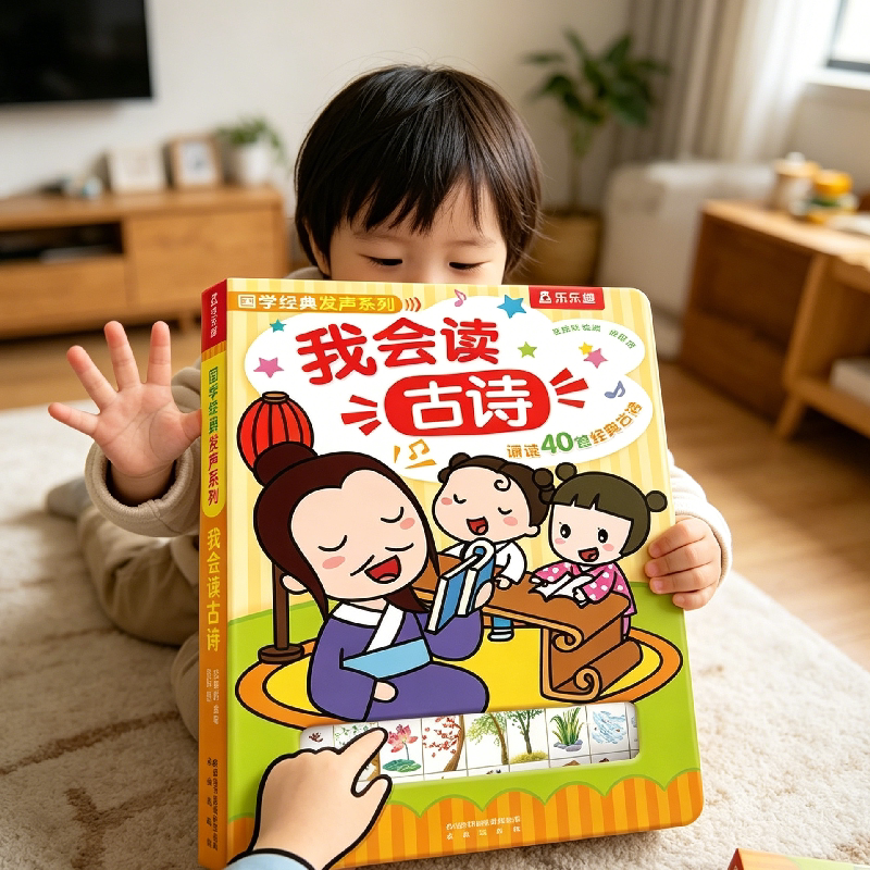 乐乐趣 发声书我会读古诗点读发声0-6岁幼儿早教念童谣儿歌绘本宝宝学说话学前一岁半唐宋清古诗书国学认知启蒙认字有声读物2岁D