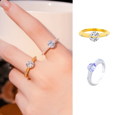 宇宙恒星｜新款S925纯银磨砂可转动食指环飞碟星球爆闪莫桑钻戒指