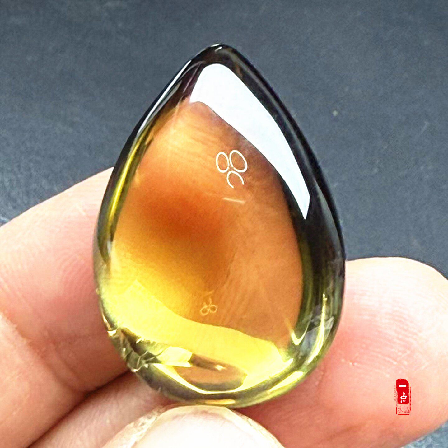 天然茶黄水晶水滴吊坠  黄色水晶无事牌男女款项链挂件送朋友礼物