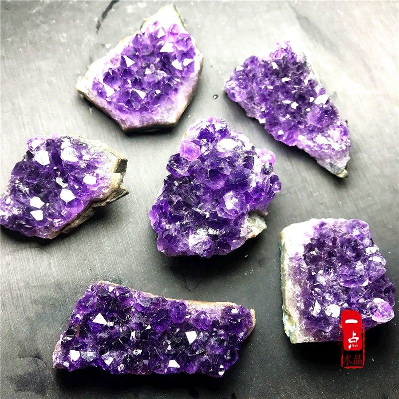 乌拉圭天然深紫水晶簇紫晶块紫晶洞片消磁原石聚宝盆桌面装饰摆件