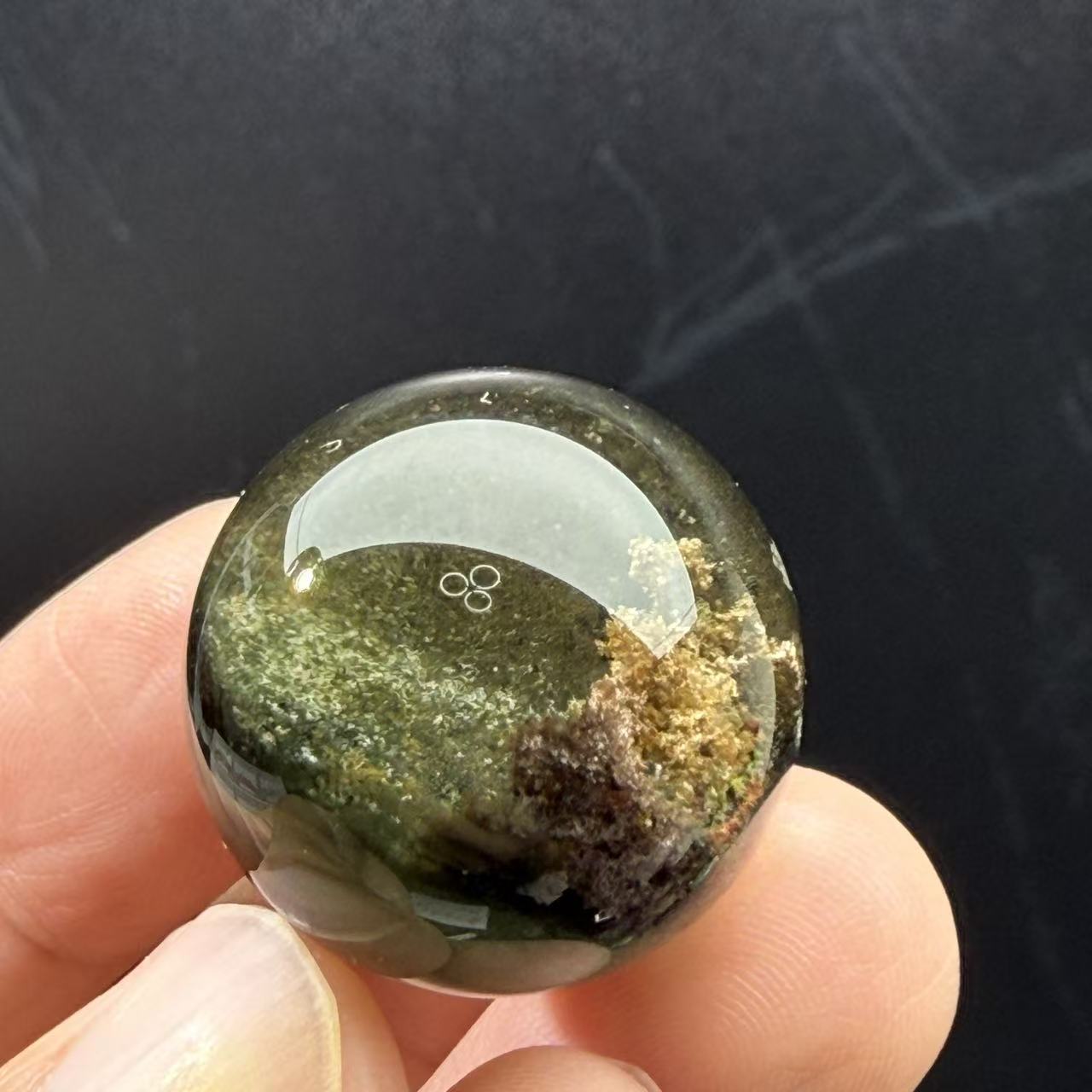 天然绿幽灵发晶钛晶胶花单珠圆珠散珠DIY配件手工制作手链吊坠