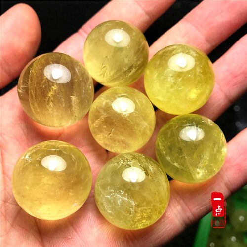 巴西天然黄水晶小球摆件