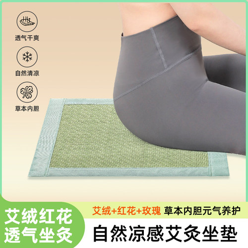 夏季艾草冰丝凉席坐垫家车两用