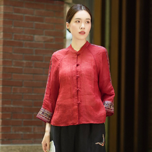 百搭上衣女 高端改良茶服小衫 3350大吉2025新款 原创文艺复古中式