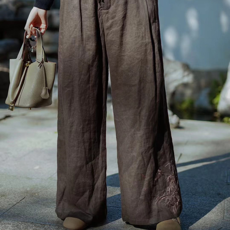 3243大吉外穿复古民族2024冬季阔腿裤松紧腰夹棉国风亚麻棉裤,女装/女士精品,棉裤/羽绒裤,淘宝优惠券,粉丝福利购,淘宝优惠卷