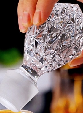 酒瓶塞家用水晶玻璃酒壶实心磨砂口密封红酒洋酒XO醒酒器酒樽盖子