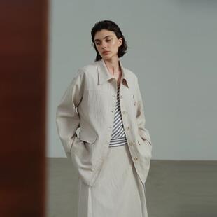 【韩夫人家】2026春夏新款外套女法式老钱风工装贴袋休闲长袖外套
