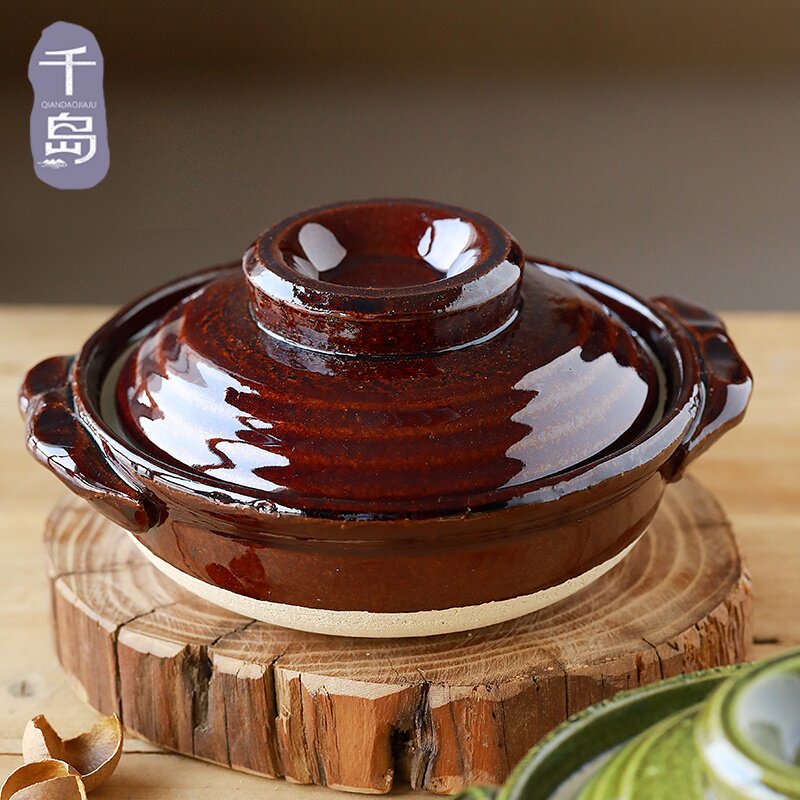 日本原装进口佐治陶器一人食万古烧土锅小号砂锅煲仔饭蒸蛋锅