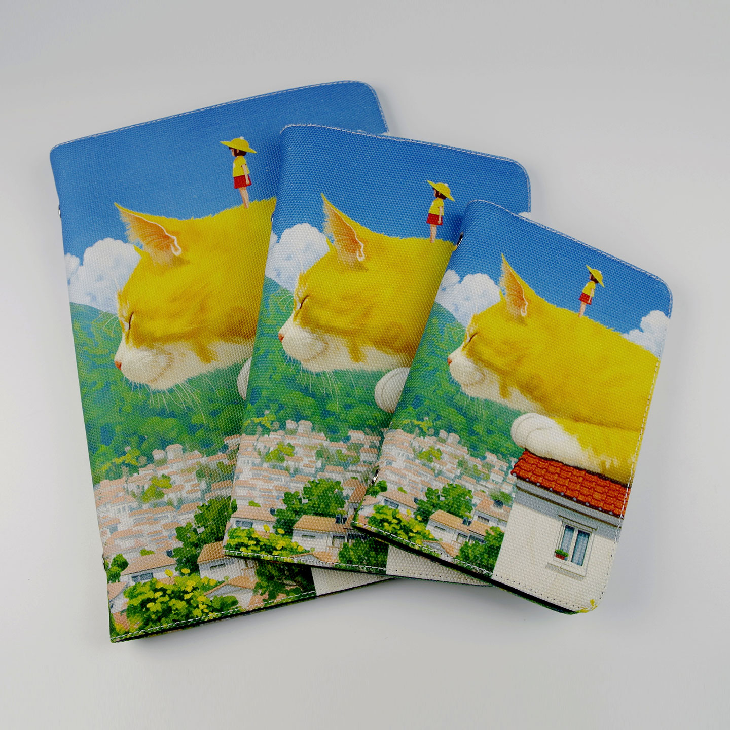 布艺活页本我和猫系列可水洗多尺寸手账本原创猫咪图案可更换内芯