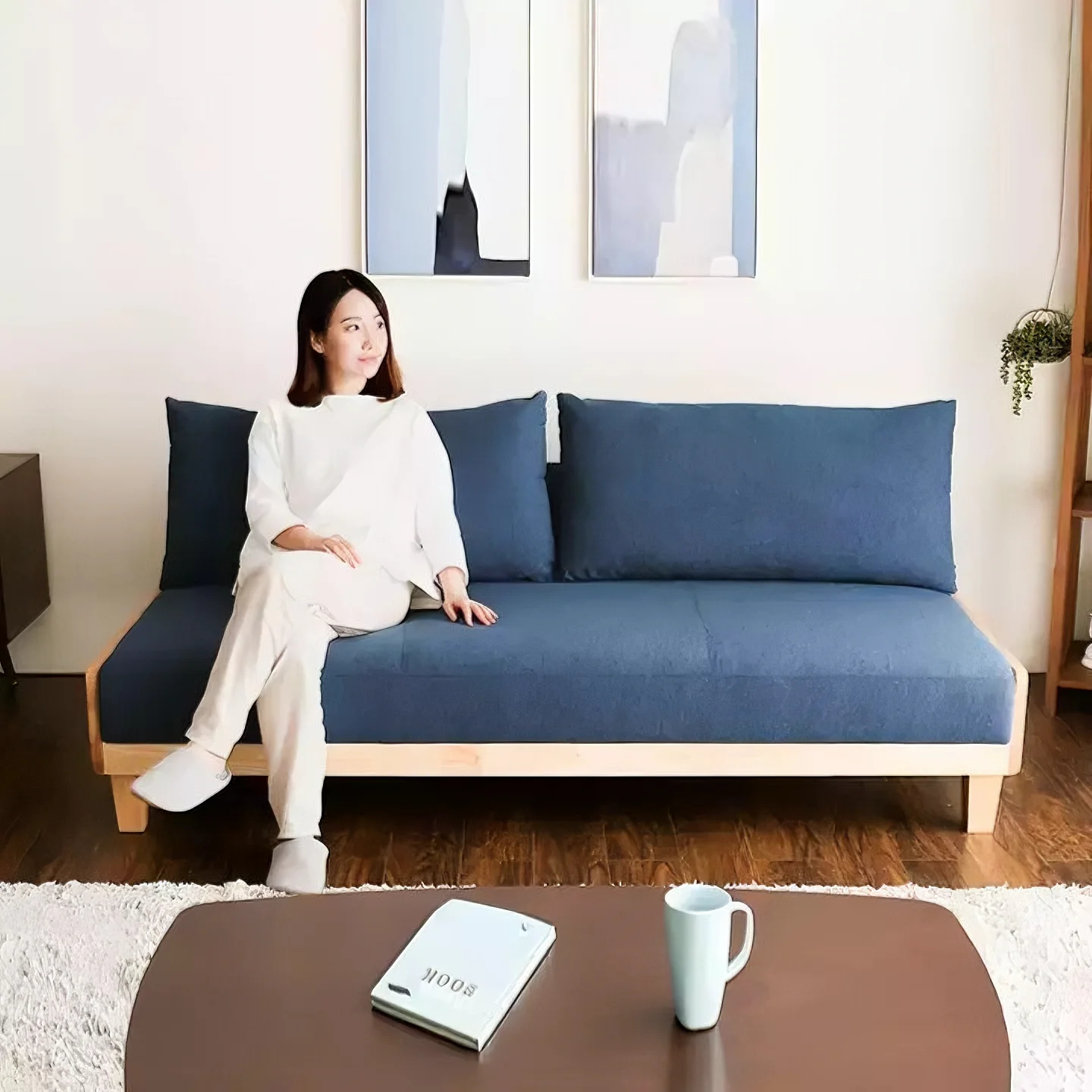 北欧布艺沙发床小户型可折叠