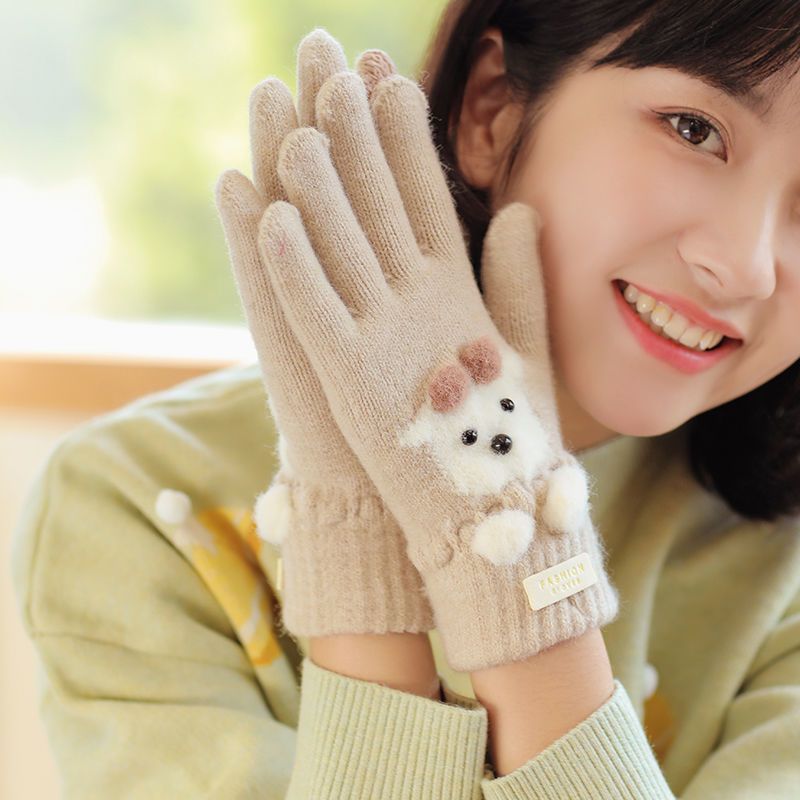 可爱学生手套女生冬可触屏保暖