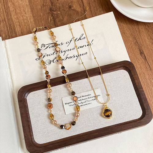 毛衣链设计感小众复古虎眼石款