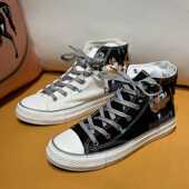 春季 板鞋 新款 男韩版 卡通男鞋 百搭学生原宿风布鞋 高帮帆布鞋 时尚 潮