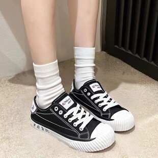 休闲圆头系带纯色春夏学生百搭 低帮帆布鞋 feiyue 飞跃女运动板鞋