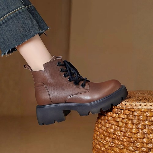 兽霸真皮头层牛皮加绒厚底马丁靴