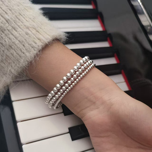 古法手链s999足银珠手串简约手窜磨砂感好运时尚手工女生转运珠子