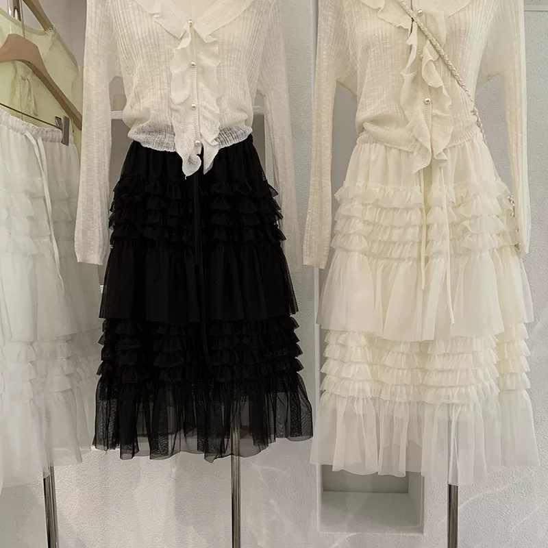 2026夏季新款时尚温柔风重工蛋糕纱裙半身裙蓬蓬裙长裙女装chic潮
