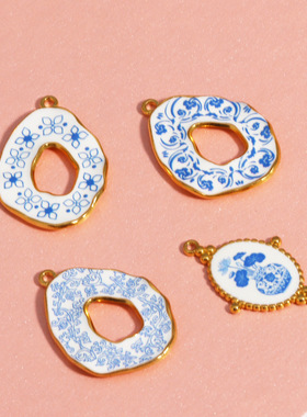 新品复古中式青花瓷花纹UV滴油